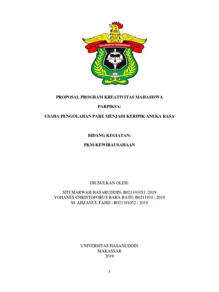 Proposal PKM Kewirausahaan Keripik Pare | PDF | Bisnis
