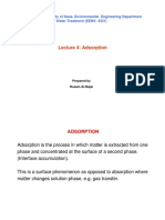 Lecture 4: Adsorption: The Islamic University of Gaza-Environmental Engineering Department Water Treatment (EENV - 4331)