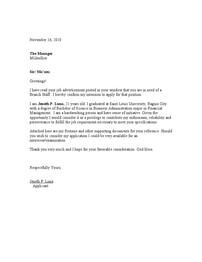 Application Letter
