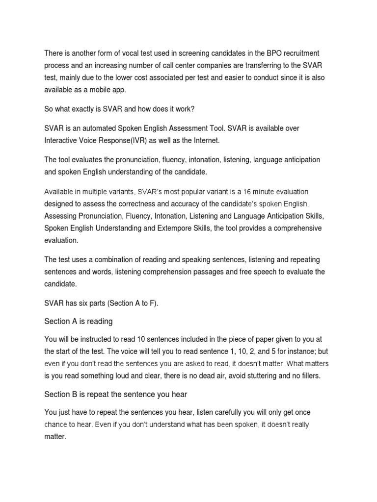 Svar Fluency Question