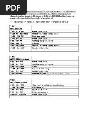 Study Schedule