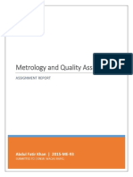 Metrology and Quality Assurance: Assignment Report