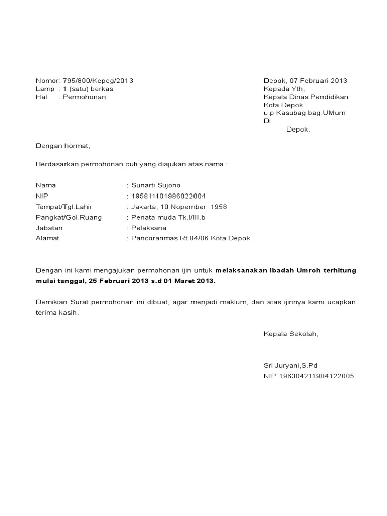 Izin Cuti Umroh | PDF