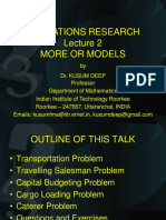 Operations Research More or Models