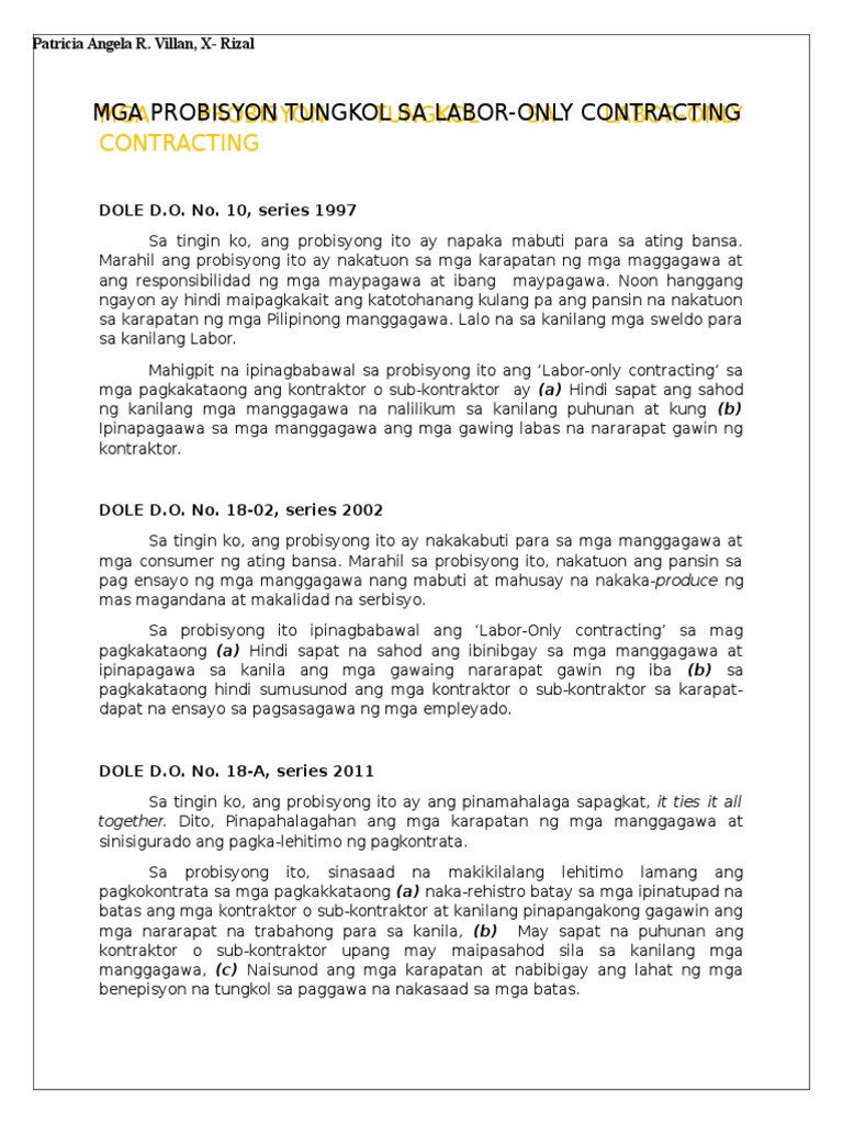 Mga Probisyon Tungkol Sa Labor | PDF