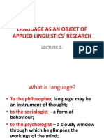 Language As An Object of Applied Linguistics' Research