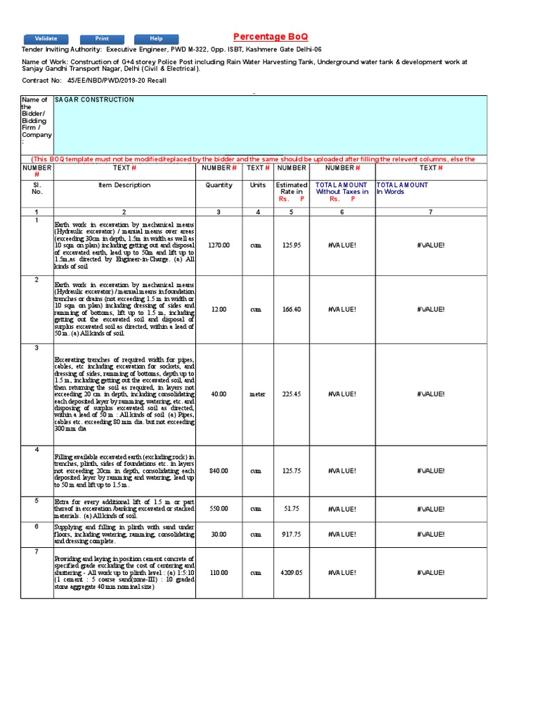 Construction Tender BoQ | PDF | Fibre Reinforced Plastic | Concrete