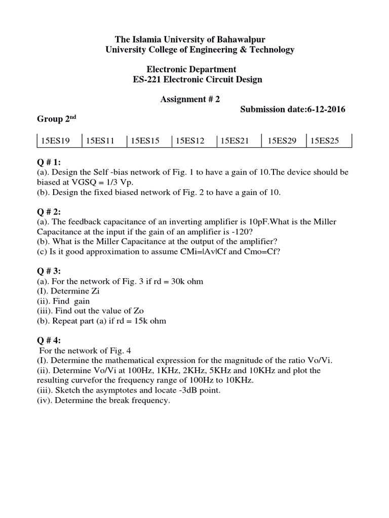 Electronic Circuit Design Assignment | PDF | Computers | Technology ...