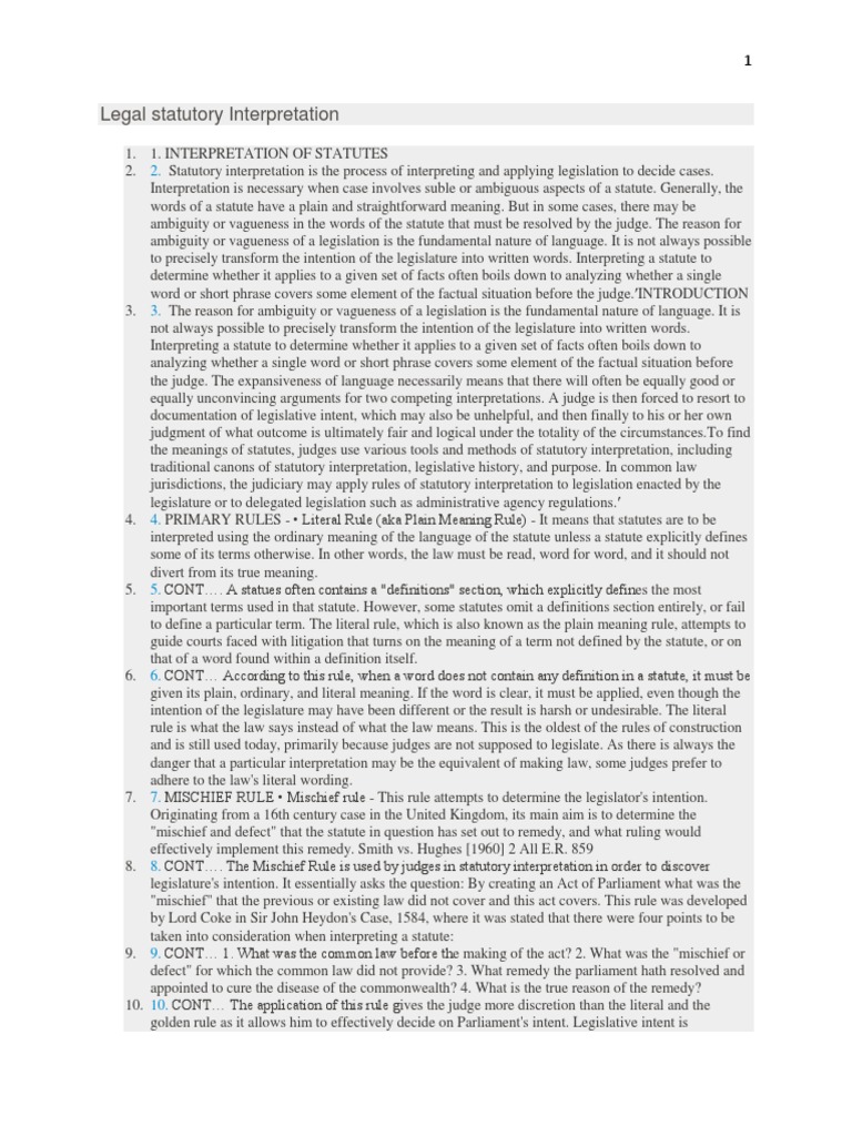Legal Statutory Interpretation PDF Plain Meaning Rule Statutory