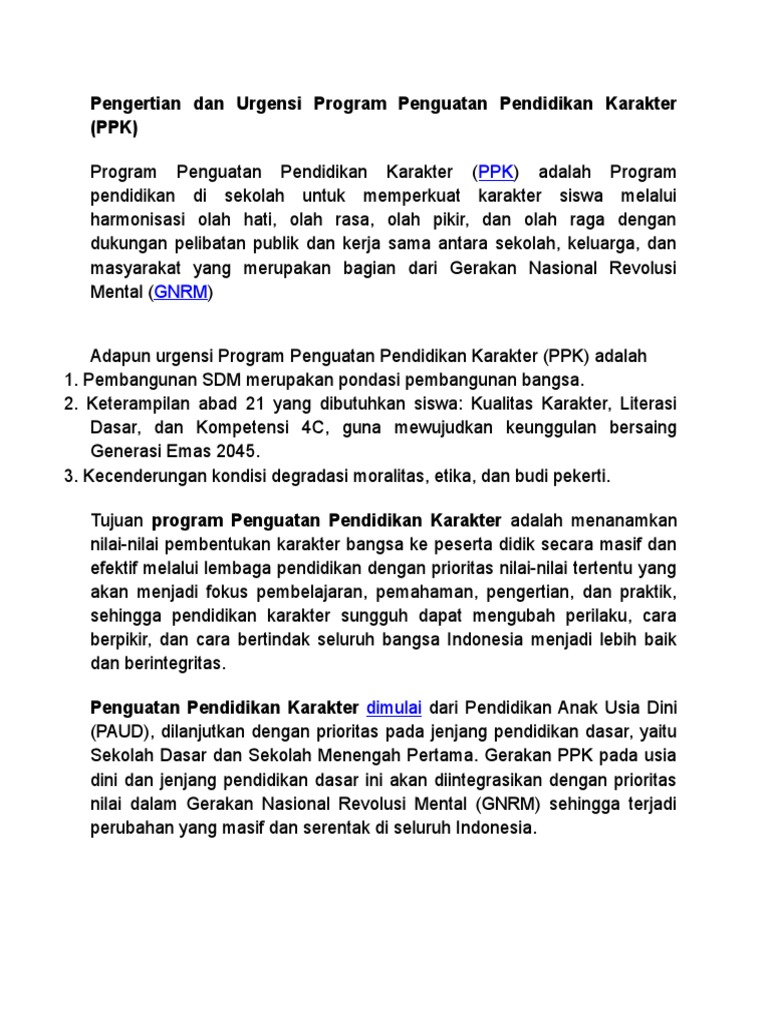 Urgensi Program Penguatan Karakter | PDF | Karier & Perkembangan ...