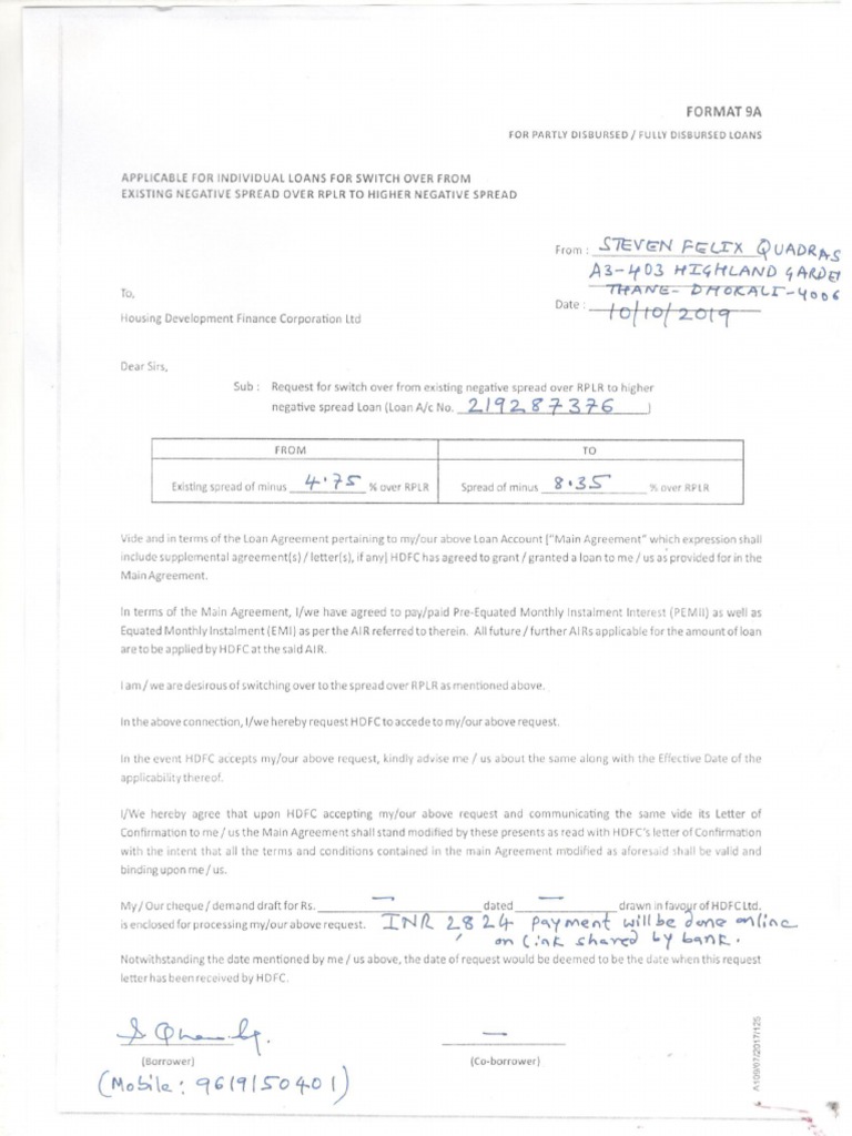FORMAT 9A HDFC Home Loan Ac 219287376 PDF PDF