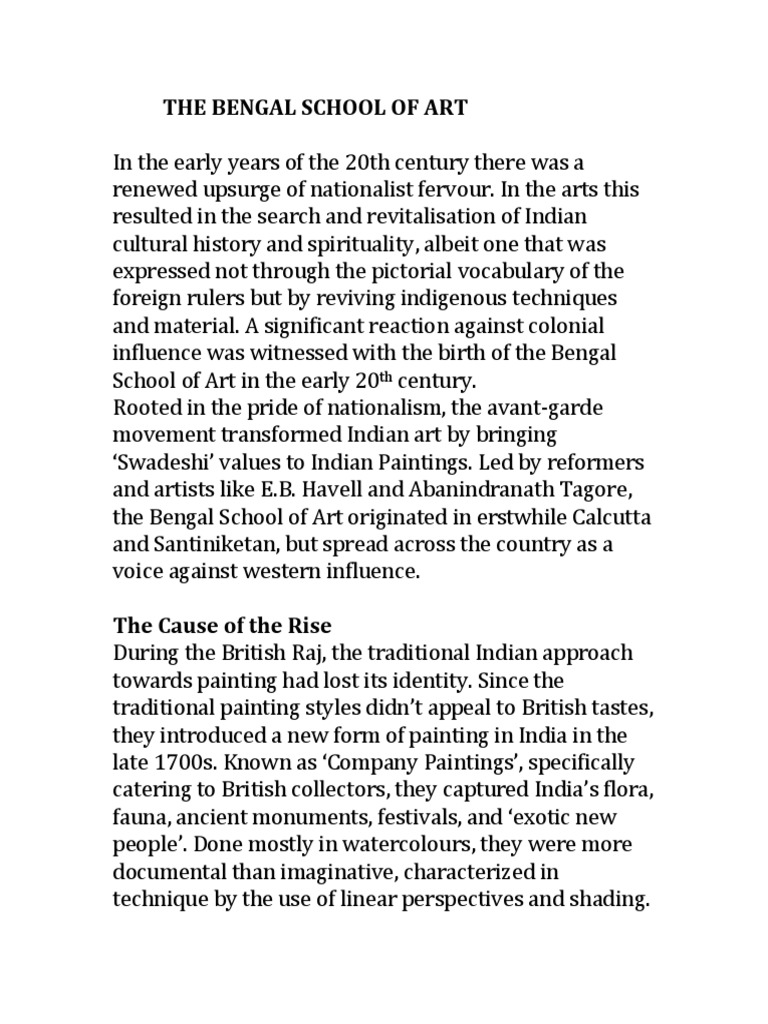 essay on bengal school of art