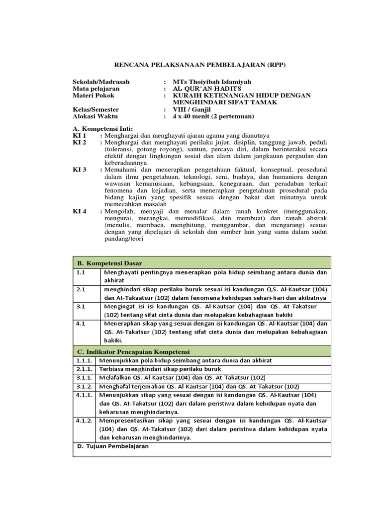 Rpp 2 Pertemuan Tamak