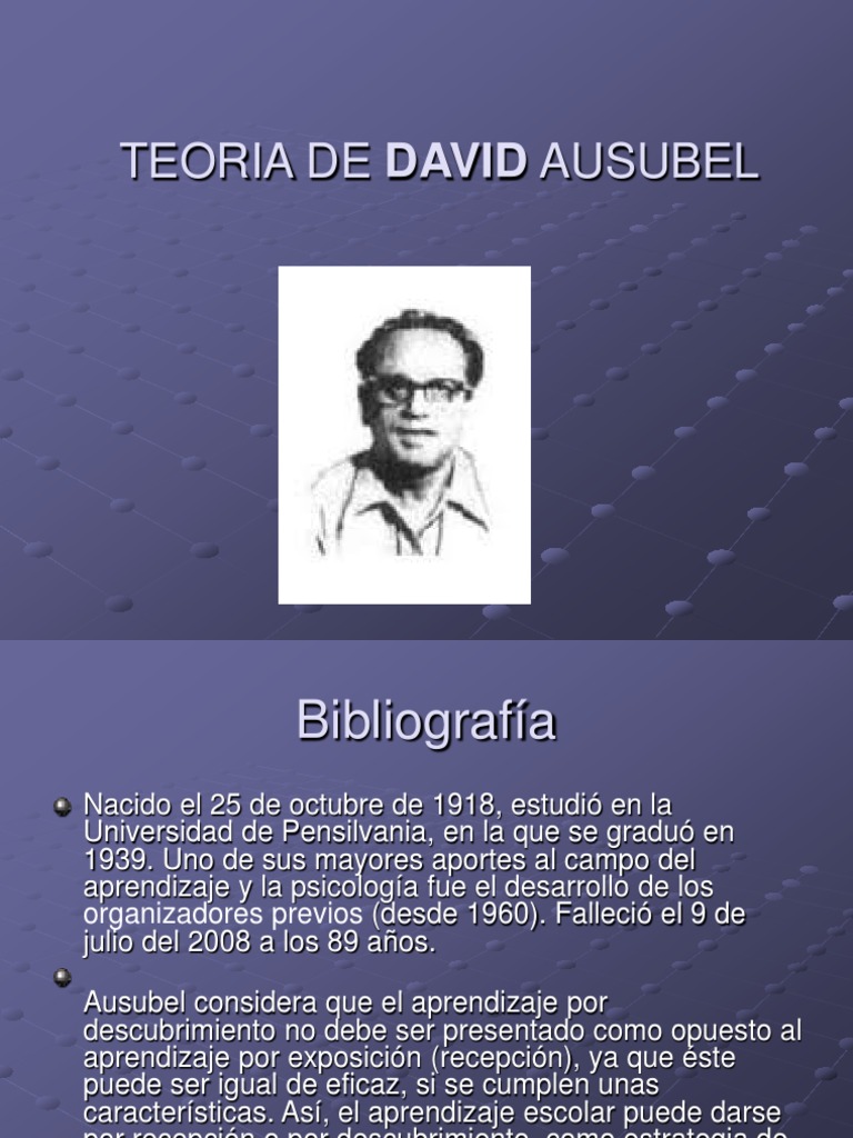 Teoria de David Ausubel.ppt Aprendizaje Neurociencia