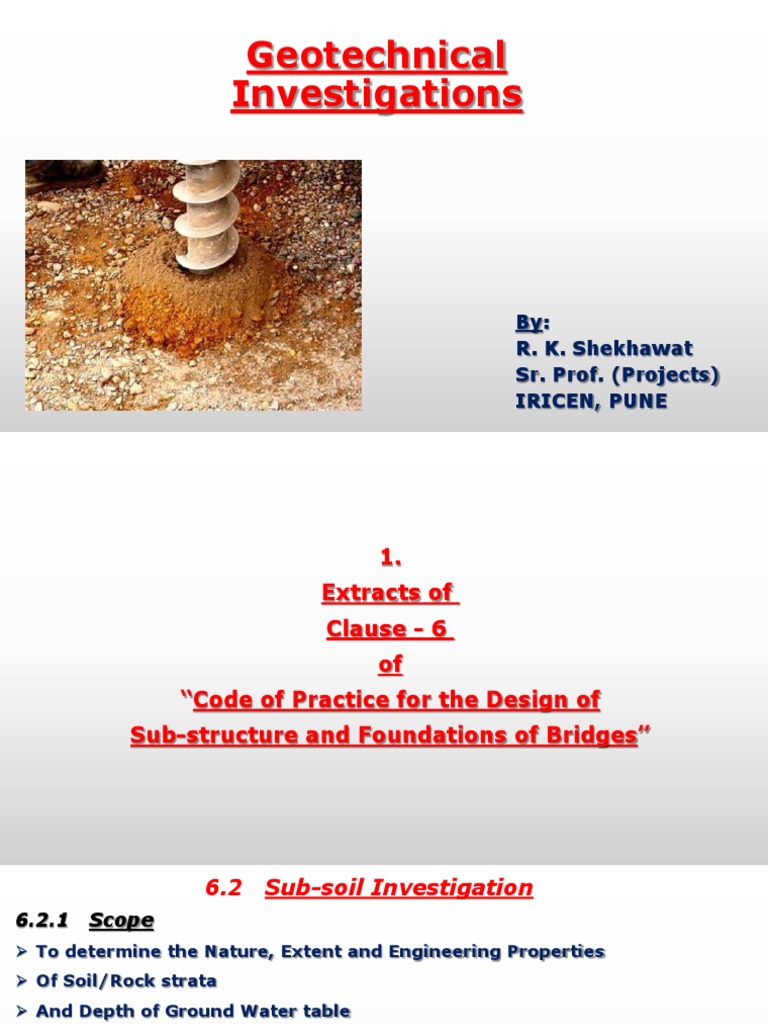 Geotechnical Investigation for Bridge Design | PDF | Drilling Rig ...