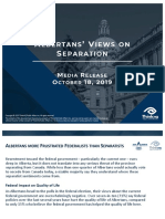 Albertans' Views On Separation October 2019