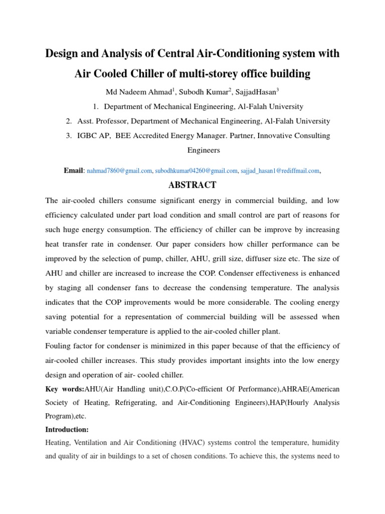 Air-Cooled Chiller Design for Offices | PDF | Hvac | Air Conditioning