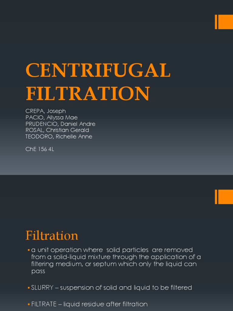 Centrifugal Filtration | PDF | Filtration | Chemical Engineering