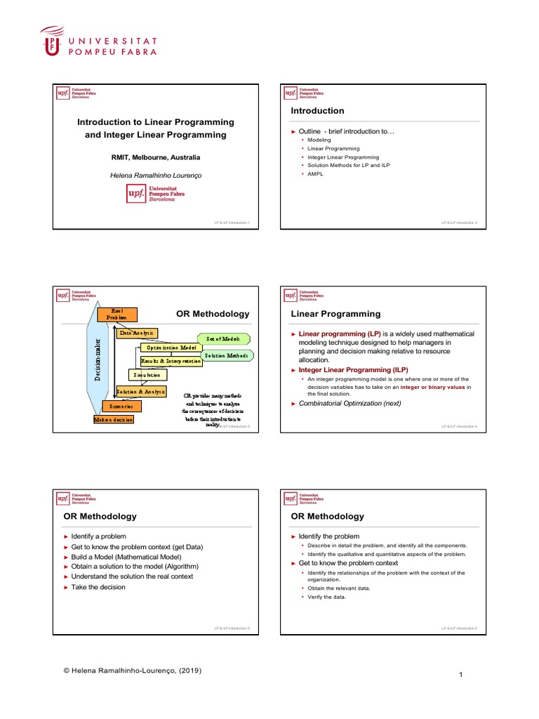 Introduction To Linear Programming and Integer Linear Programming | PDF ...