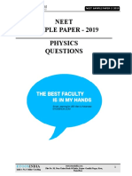 Neet Sample Paper - 2019 Physics Questions: Etoos