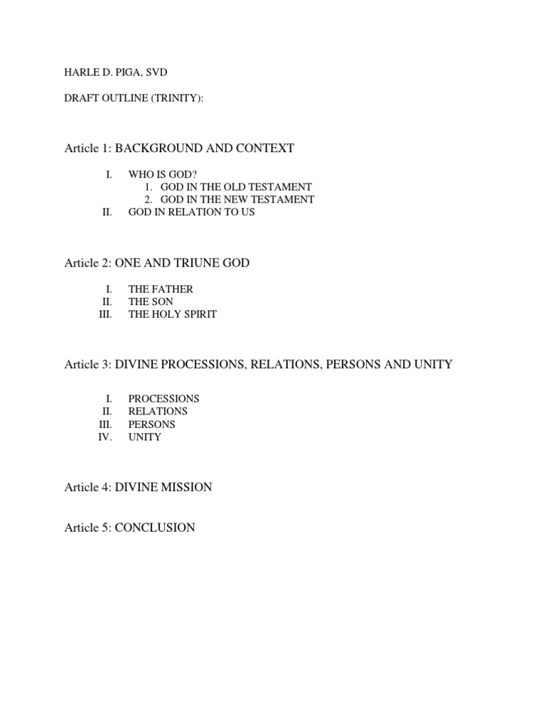 Trinity Draft Outline and Analysis | PDF