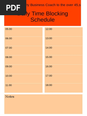Daily Time Blocking Schedule