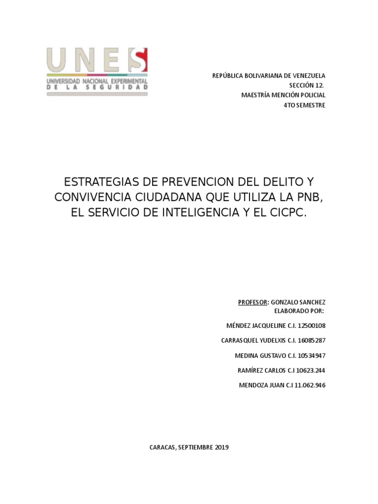 Estrategias de Prevención del Delito en Venezuela | PDF | Prevención ...