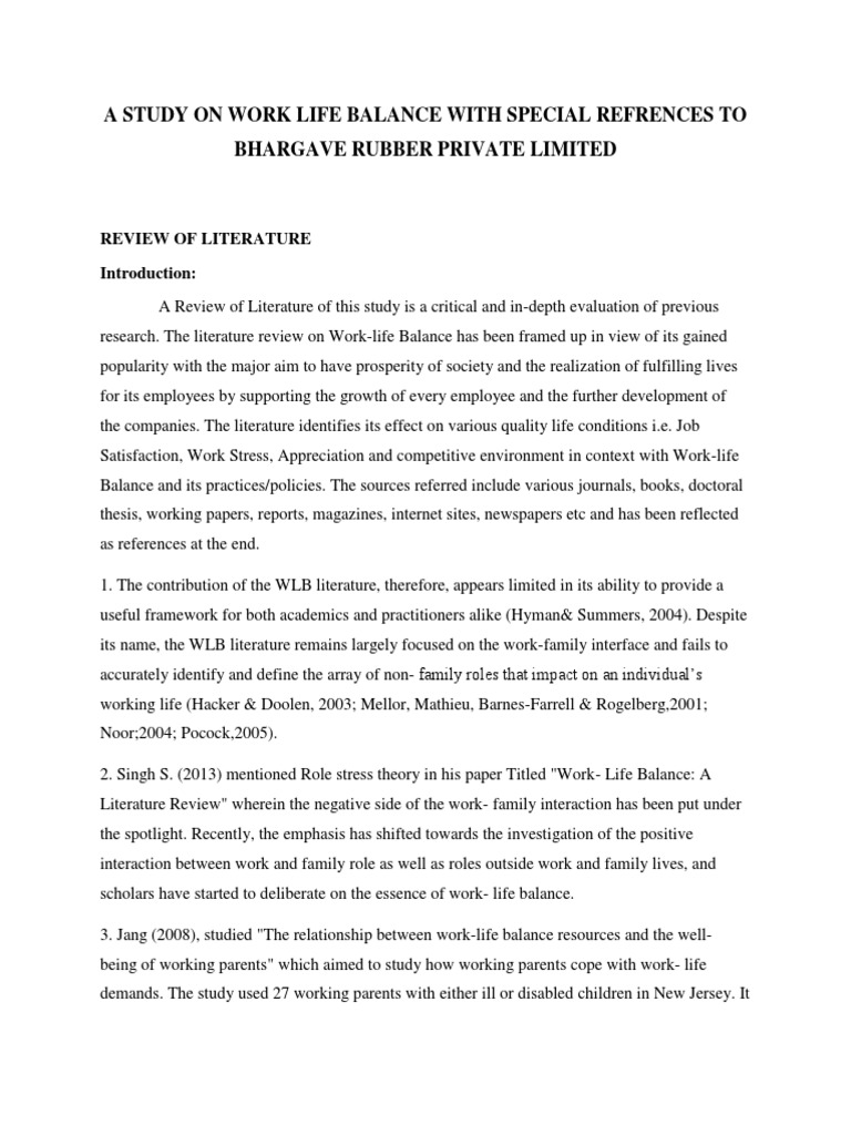 Review of Literature | PDF | Work–Life Balance | Employee Retention