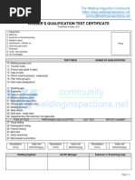 WPS Format For ISO 9606-1 Welder