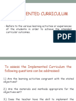 Implemented Curriculum