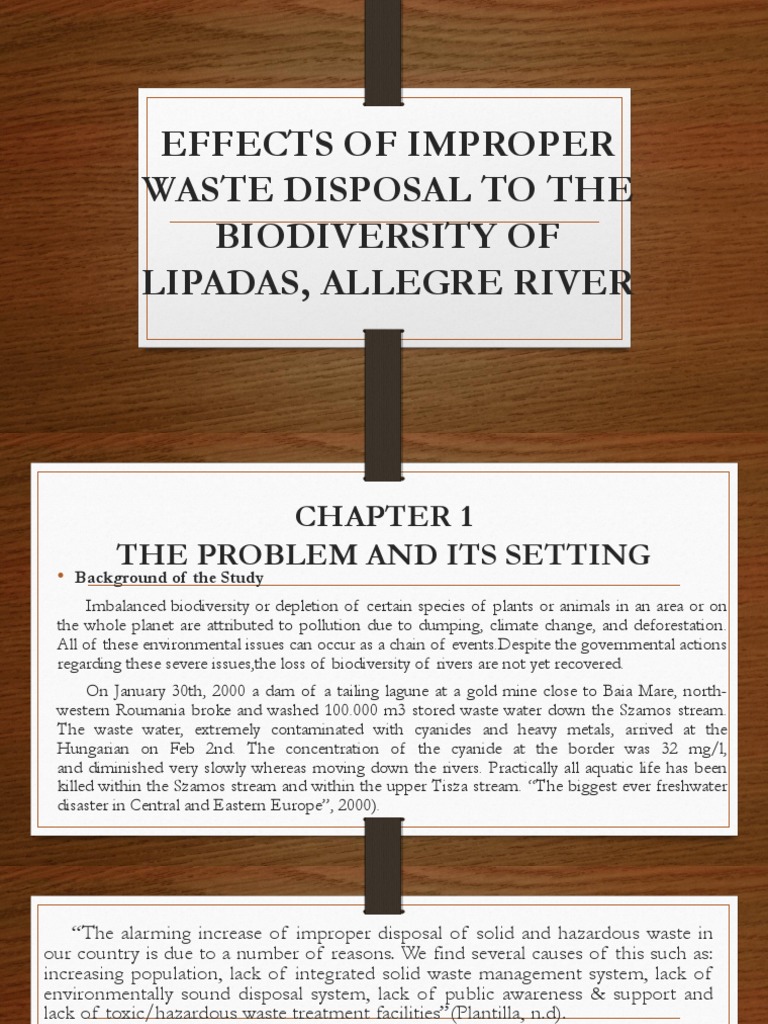 Effects of Improper Waste Disposal To The Biodiversity of River PDF