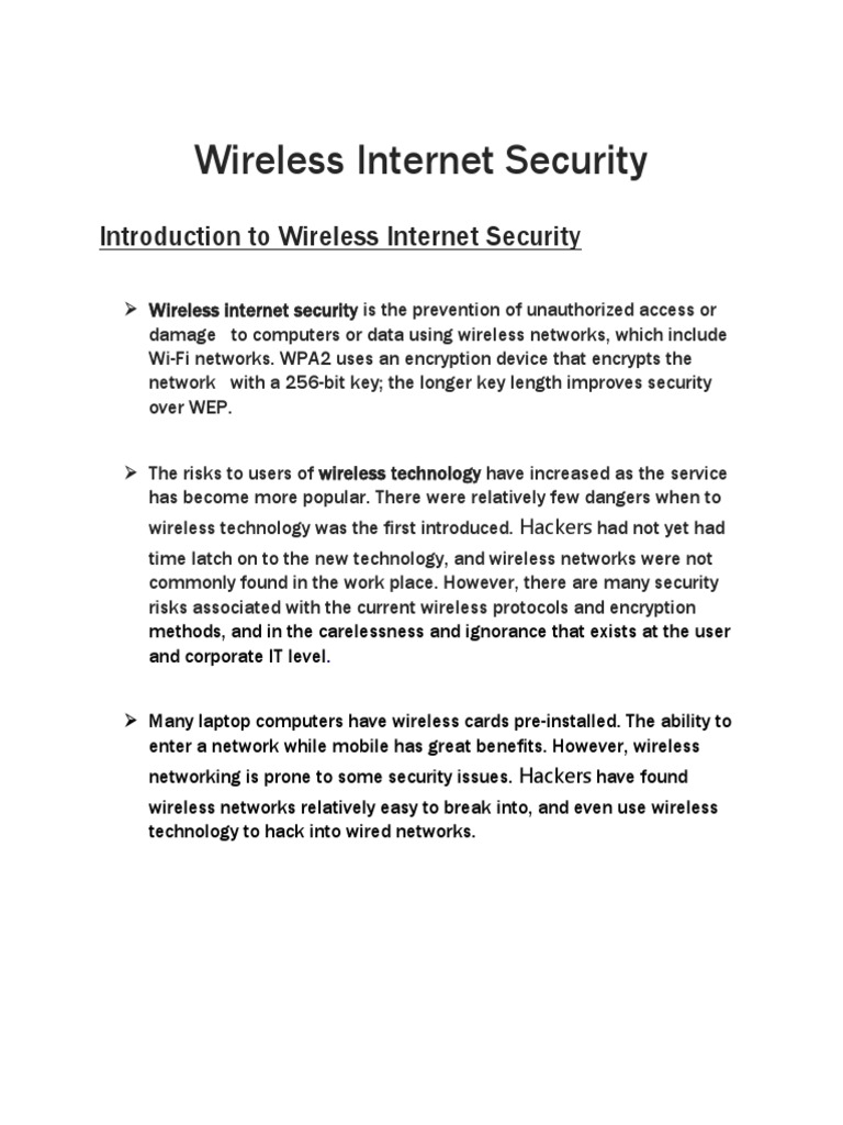 Wireless Internet Security Overview | PDF | Wireless Lan | Computer Network