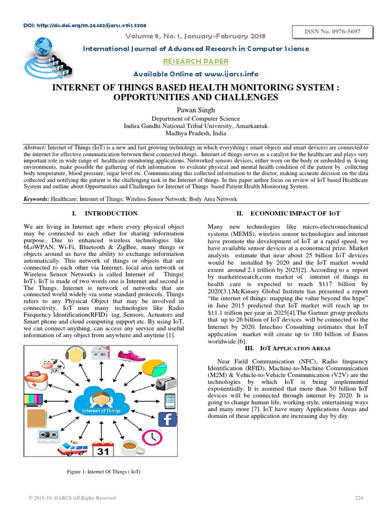 Internet of Things Based Health Monitoring System | PDF | Monitoring ...