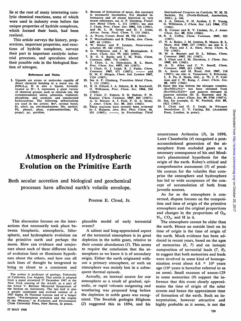 Atmospheric and Hydrospheric Evolution On The Primitive Earth | PDF ...