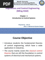 Regulations and Control Engineering (Meng 4162) : Chapter - 1 Introduction To Control Systems