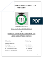 Dr. Ram Manohar Lohiya National Law University: Telecom Regulatory Authority and Administrative Discretion