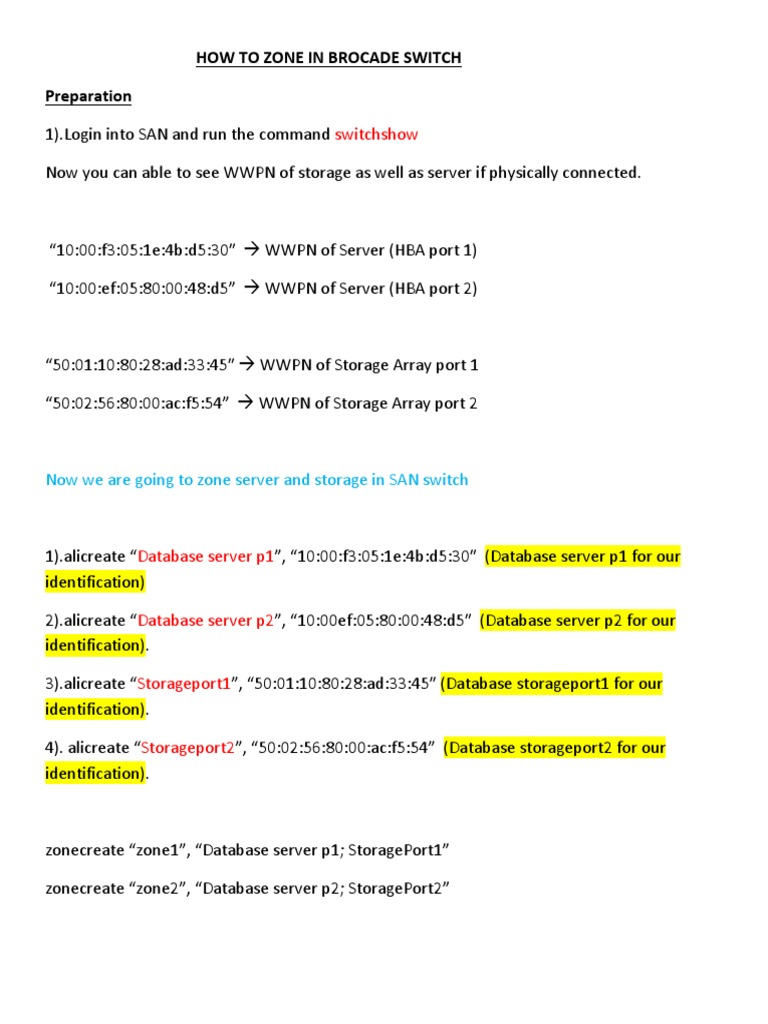 Zoning in Brocade Switch Guide | PDF | Computer Engineering | Computer ...