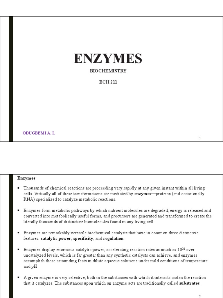 Enzymes Catalysts of Metabolism PDF Cofactor (Biochemistry) Enzyme