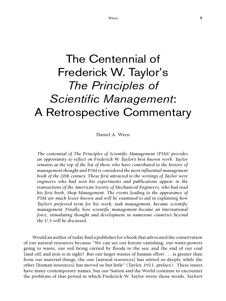 Scientific Management Taylor PDF | PDF | Piece Work | Louis Brandeis