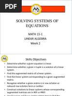 Solving Systems of Equations: MATH 15-1 Linear Algebra Week 2