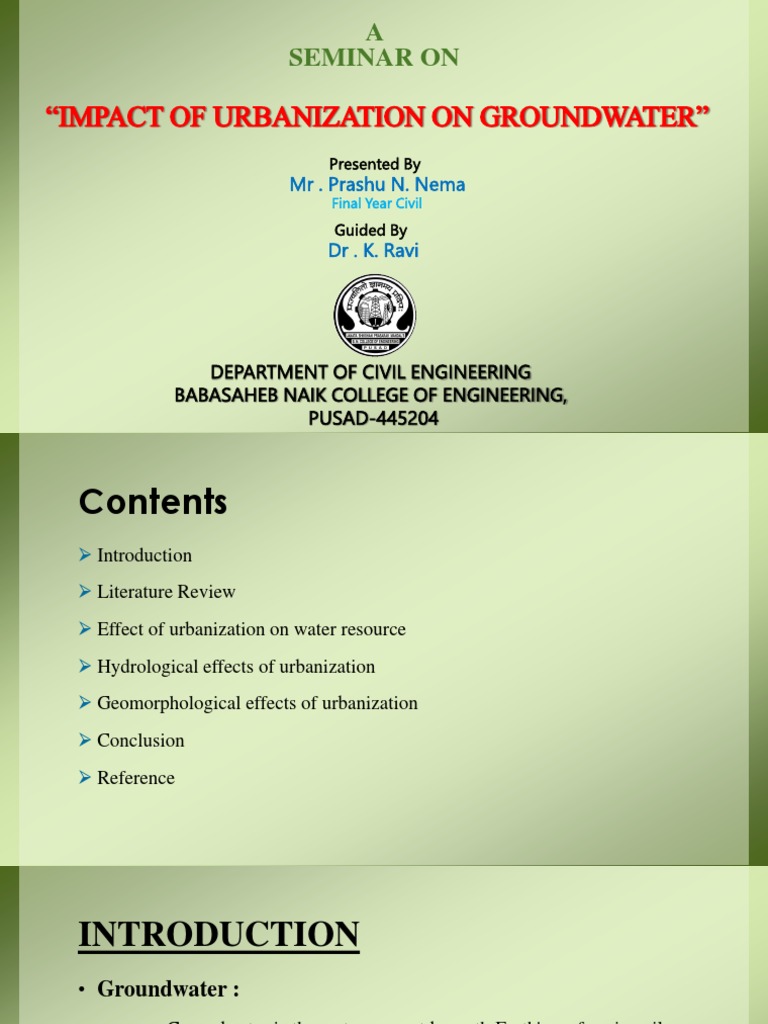 Effect Urbanization On Groundwater | Download Free PDF | Water ...