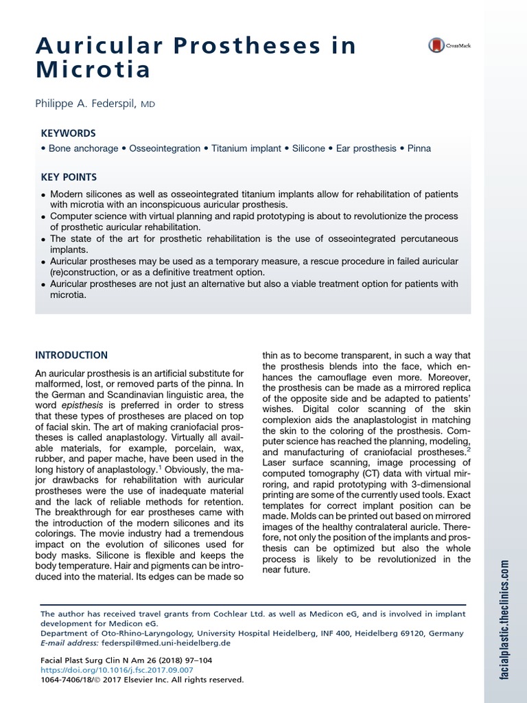 Protesis Auricular en Microtia | PDF | Dental Implant | Prosthesis