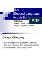 SLA (Second Language Acquisition) : SIOP Model
