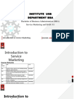 Institute Usb Department Bba: Bachelor of Business Administration (BBA) Service Marketing and BAB-311