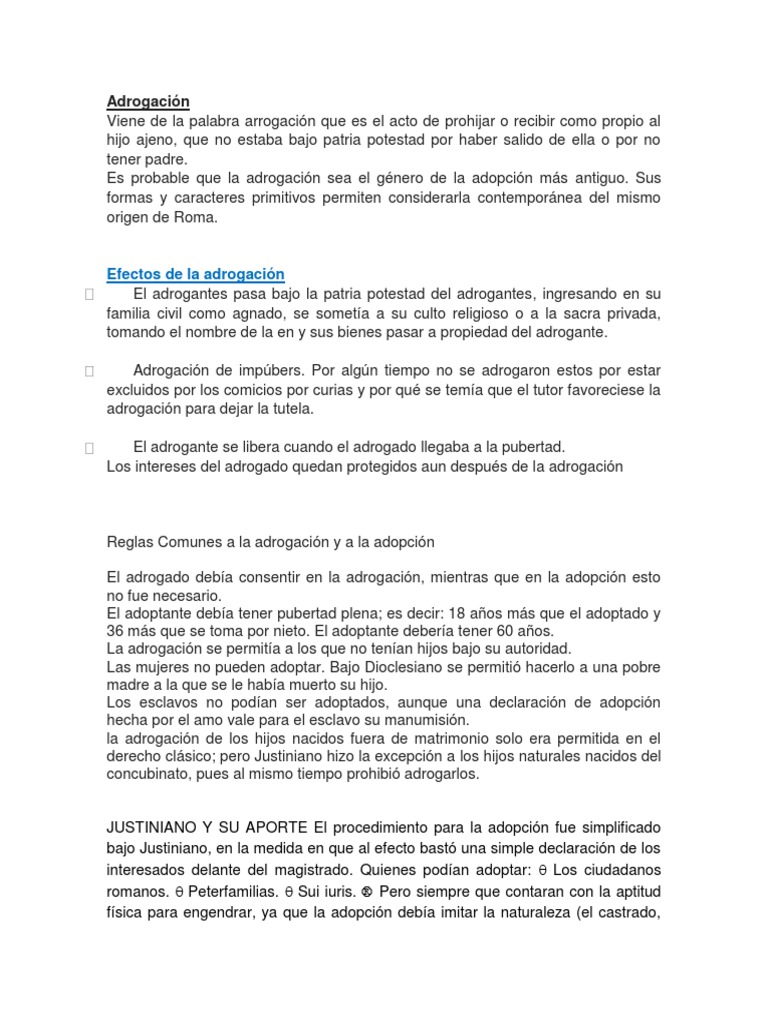 Adrogación en Derecho Romano | PDF | Instrumento jurídico | Guardián legal