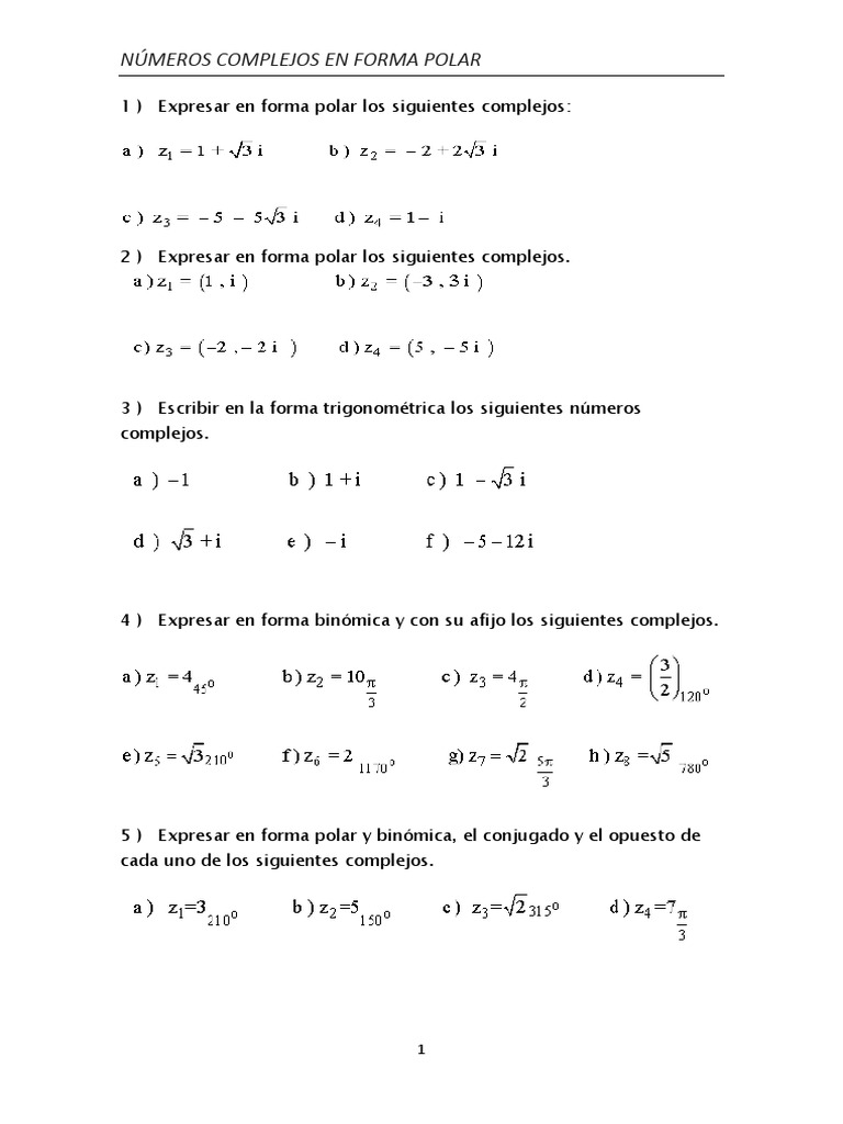 Complejos Forma Polar