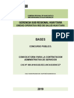 CONVOCATORIA CAS N° 009-2019 UNIDAD OPERATIVA RED DE SALUD HUAYTARA