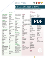 Desafio Eliminação 30 Dias Lista SIM e NÃO