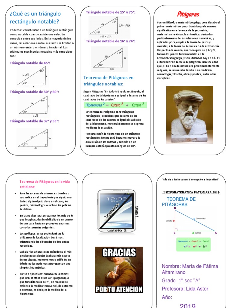 Triptico De Triangulos Notables Xd Triangulo Pitagoras