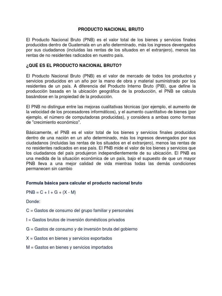 El Producto Nacional Bruto | PDF | Producto Interno Bruto | Índice de ...